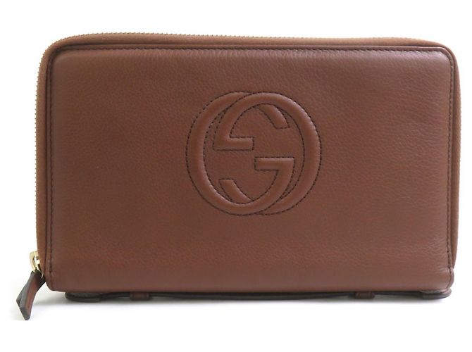 Portafoglio lungo in pelle marrone Gucci