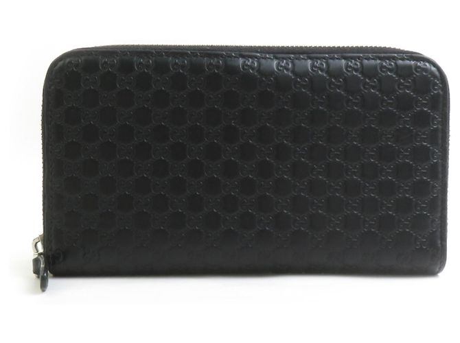 Cartera larga de cuero negro Gucci