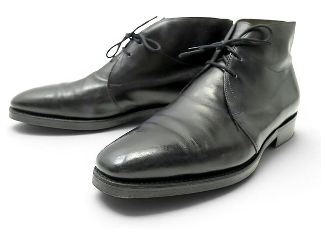 STIVALETTI IN PELLE JOHN LOBB ROMSEY 8.5E 42.5 CHUKKA Nero