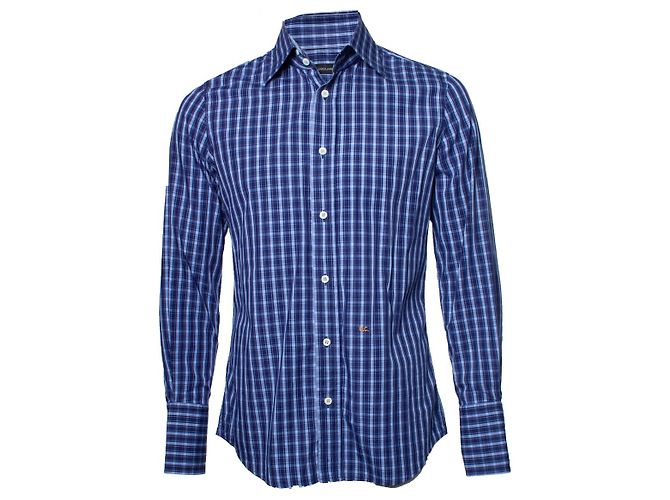 Dsquared2, camicetta a quadri blu scuro 