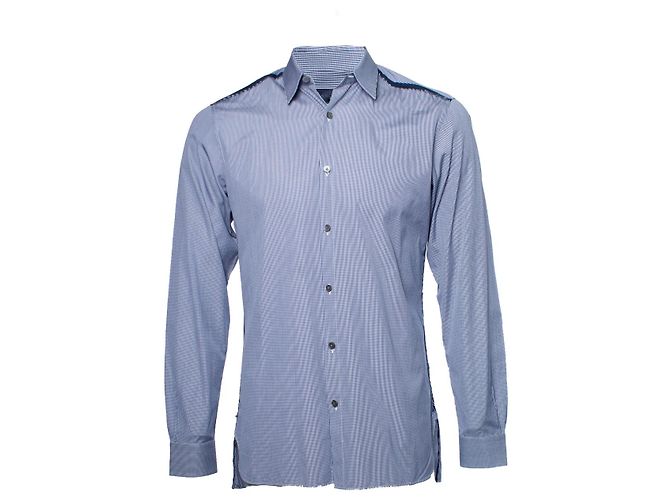 Lanvin, Karohemd dunkelblau mit weiß