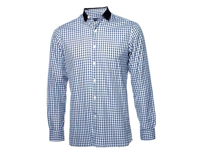 Lanvin, camicia a quadri blu scuro