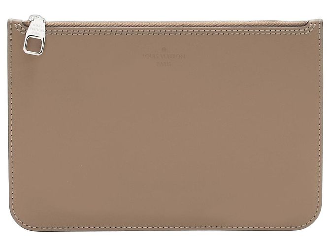 Pochette de couro Louis Vuitton Marrom Bege