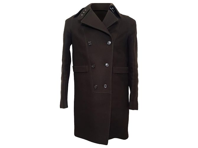 Givenchy Double-Breasted Coat in Brown Wool Red