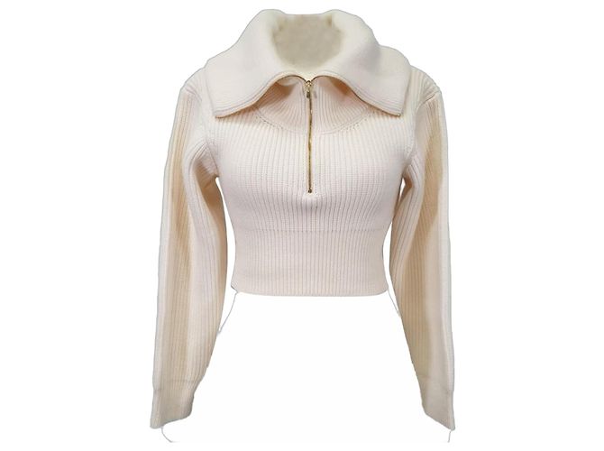 Jacquemus La Maille Risoul Pullover aus weißer Wolle Roh 