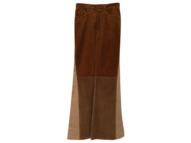 Chloé Patchwork Schlaghose aus braunem Cordrot