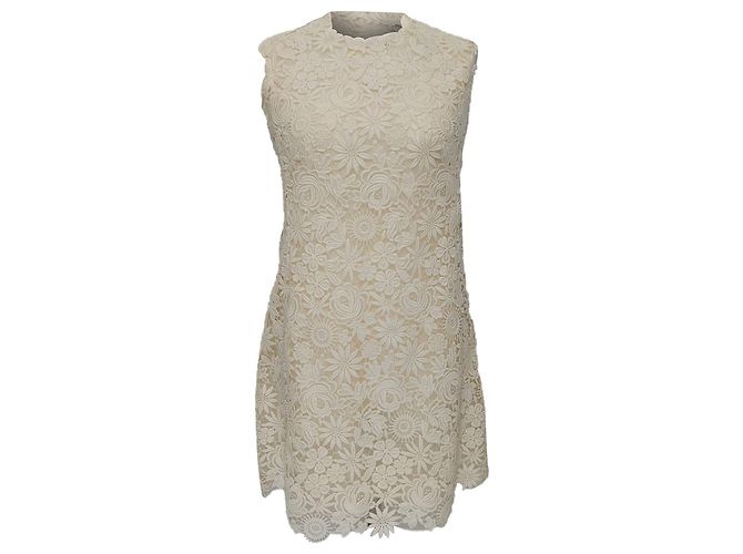Valentino Garavani Valentino Mini-Kleid aus weißer Baumwolle mit Spitzendetails Roh