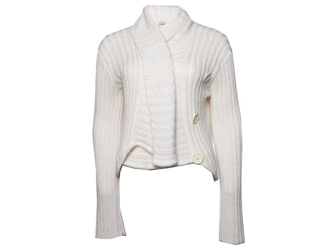 Emporio Armani, Strickjacke in Creme Weiß Roh