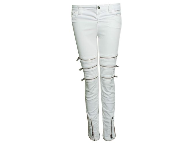 CLOSED, jeans biker blanco con cremalleras