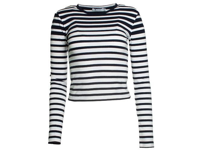 T by Alexander Wang, Top de cuello redondo a rayas Multicolor
