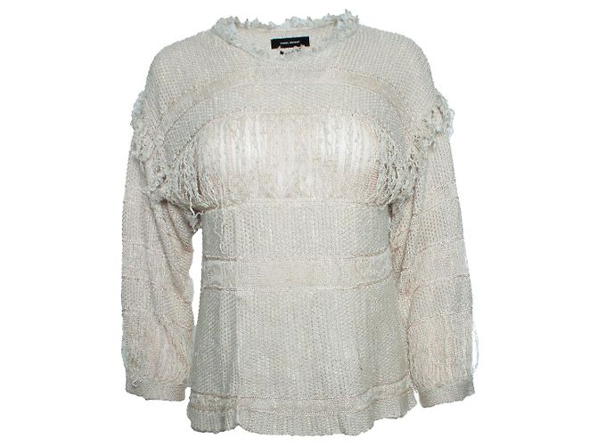 Isabel Marant, Strickoberteil mit Fransen Braun Beige