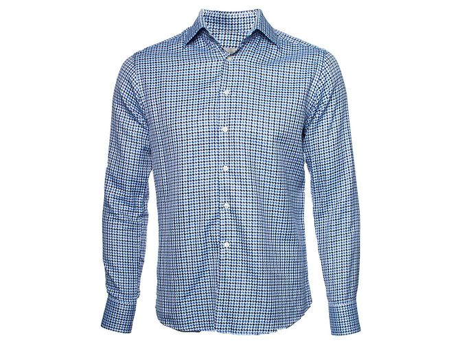 Etro, camisa de pata de gallo azul