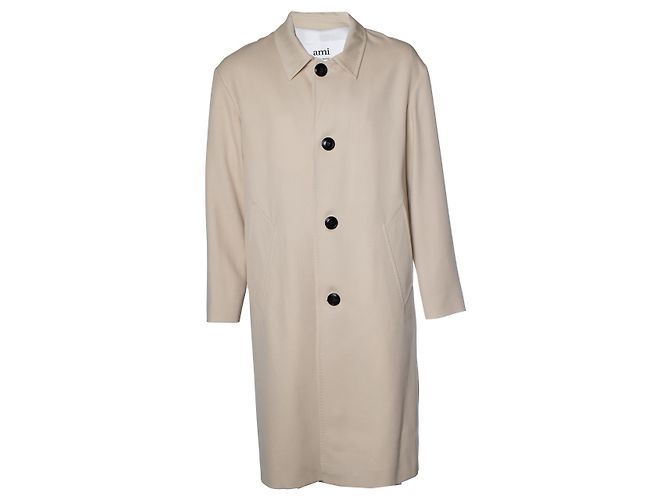 Ami, beige overcoat with 2 slip pockets Brown