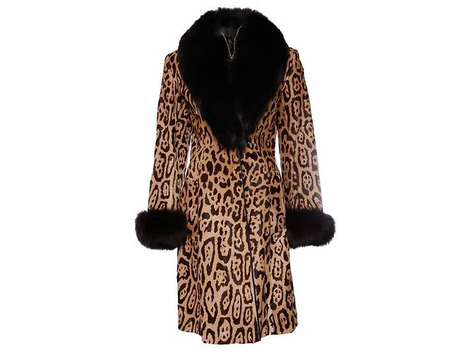 Autre Marque Jitrois, Casaco de couro de leopardo com pele de pônei Multicor