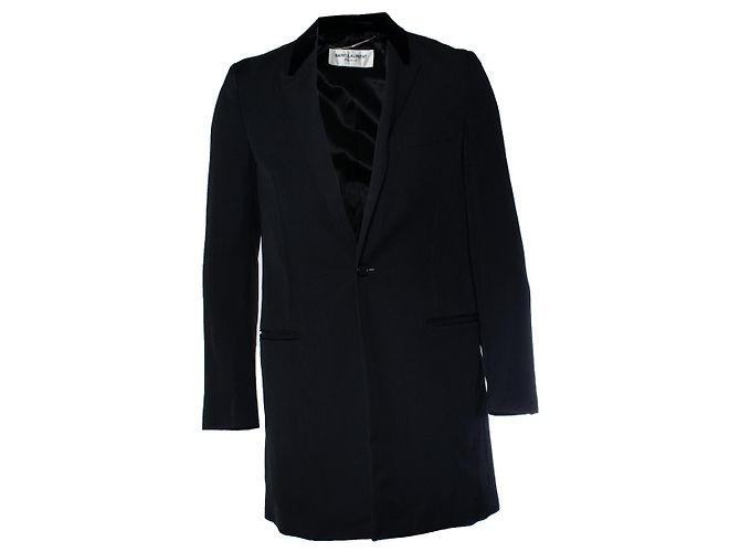 Saint Laurent, langer Blazer mit Samtrevers 2017 Schwarz