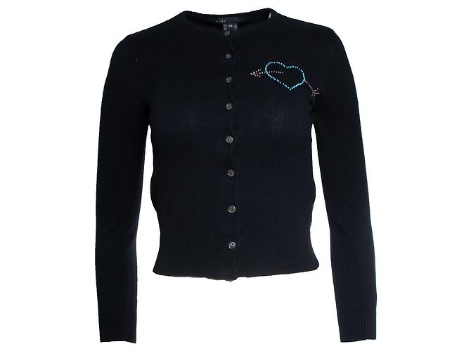 Marc Jacobs, cardigan in maglia con cuore di perline Nero 