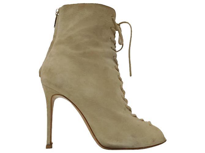 Botines con cordones en ante beige Gianvito Rossi