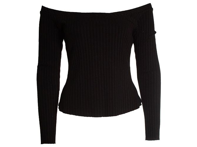 Autre Marque The Range, schulterfreies Rippstrick-Top in Schwarz