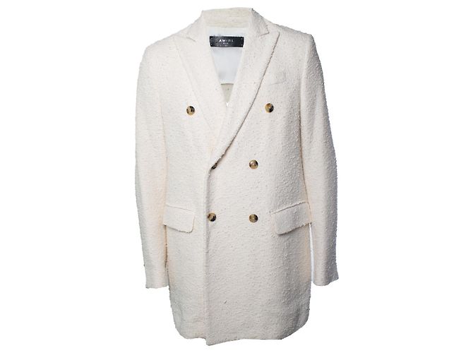 Amiri, white boucle blazer Cream
