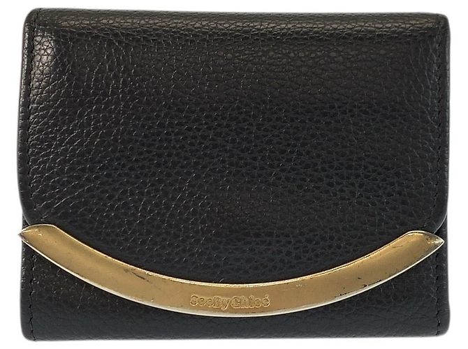 Chloé Chloe Lizzie Black Leather Compact Wallet