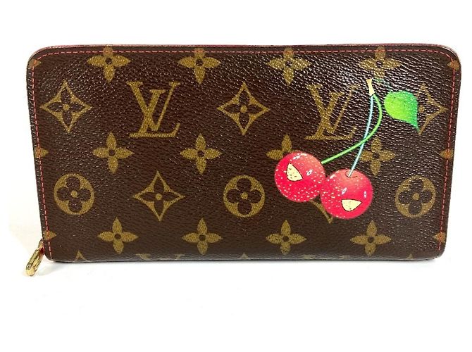 Cartera larga Louis Vuitton Monogram Cherry Blossom Castaño Roja
