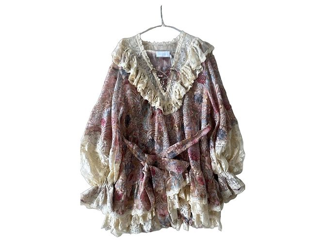 Zimmermann Vestido de seda estampado Super Eight Multicolor Beige