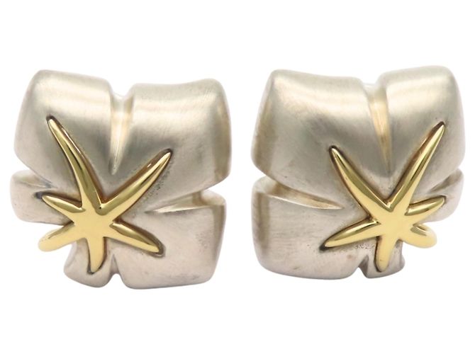 Brincos de clip Maple Leaf da Tiffany & Co. Prata Dourado