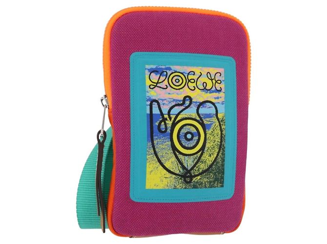 LOEWE Shoulder Pouch Shoulder Bag Canvas Multicolor Silver Auth bs35249M Argento Multicolore
