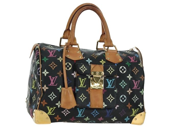 LOUIS VUITTON Borsa Monogram Multicolor Speedy 30 Black M92642 Auth BA12818V Nero