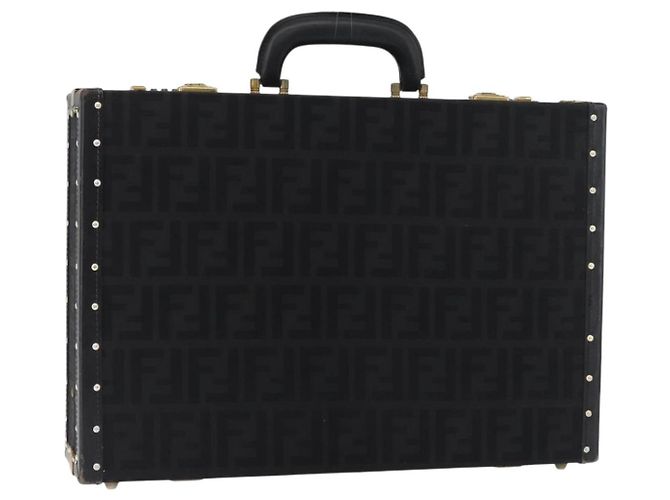 FENDI Zucca Canvas Trunk Black Auth 179960A Nero