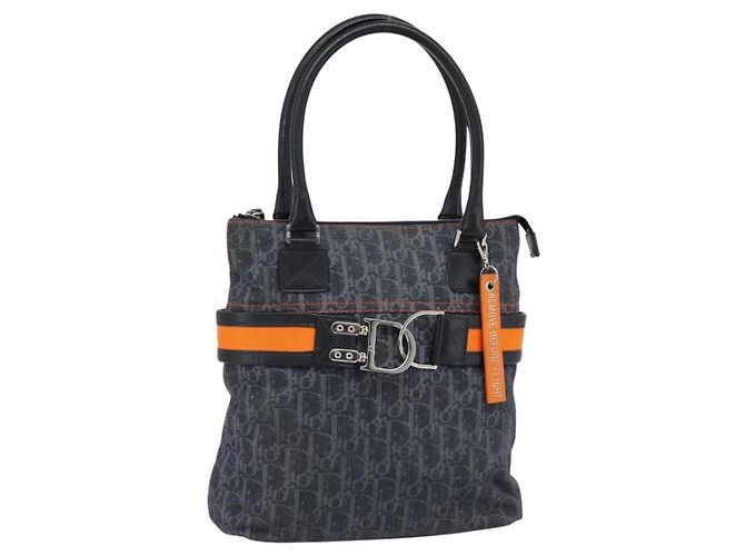Borsa Christian Dior Trotter Canvas Blu Argento Auth bs35245A