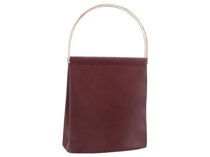 Bolsa de Ombro Trinity em Couro Bordeaux e Ouro Cartier Auth 181367A