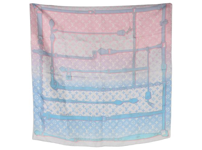 Sciarpa quadrata in seta Louis Vuitton Pink Multicolor Monogram Rising Confidential