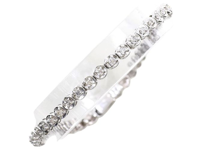 Autre Marque Pulseira de berloques em ouro branco 18K com diamantes Dourado