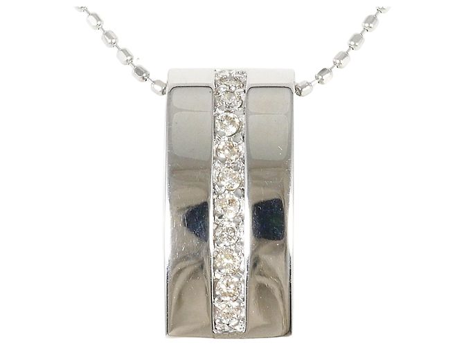 Autre Marque Colar de ouro branco 18K com diamante Dourado