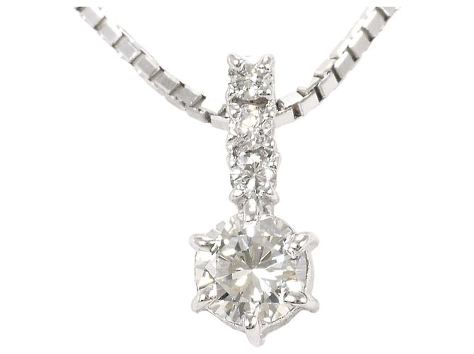 Autre Marque 18K Weißgold- und Platinhalskette mit Diamant Golden