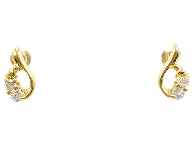 Autre Marque Orecchini a lobo in oro giallo 18K e diamanti D'oro