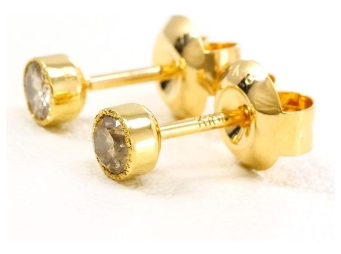 Autre Marque Orecchini a lobo in oro giallo 18K e diamanti D'oro