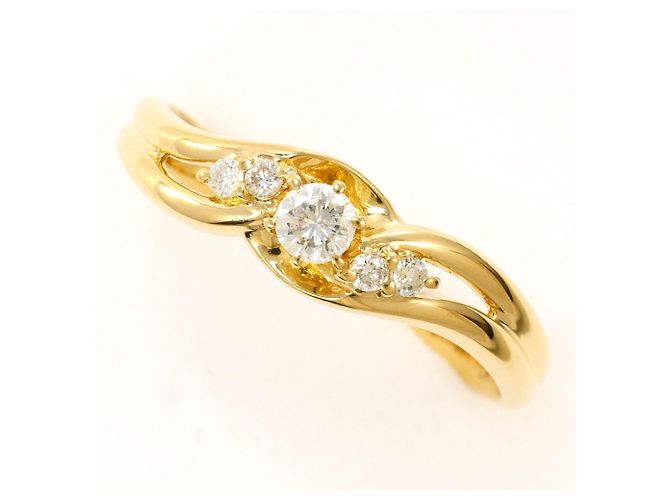 Autre Marque 18K Gelbgold-Ring mit Diamant Golden