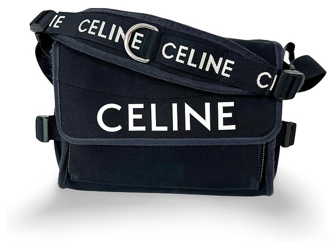 Céline Celine Logo Trekking Messenger Nylon Small Noir