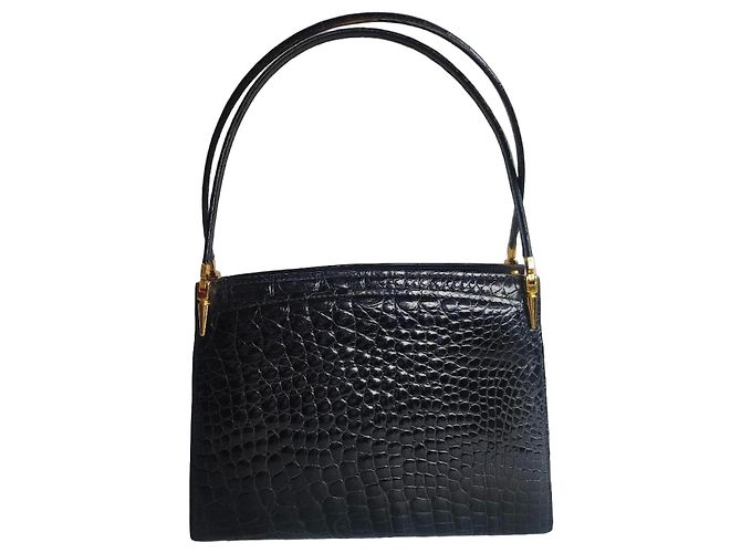 Bolso Zagliani de cuero de cocodrilo negro