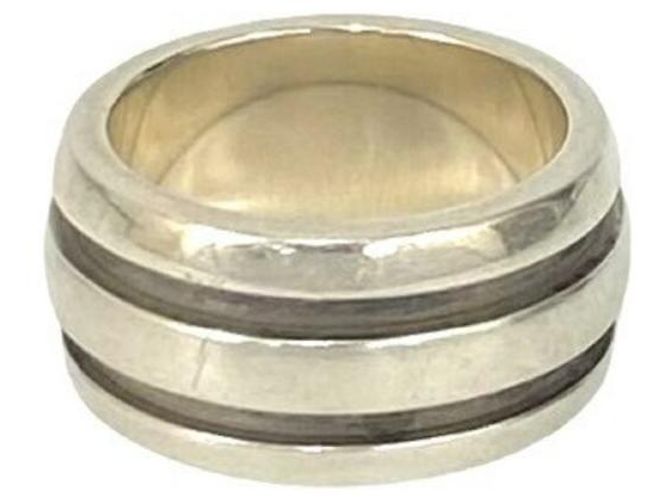 Tiffany & Co Anello Tiffany Grooved Double Line Band Argento