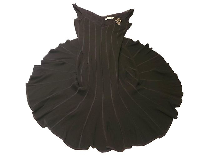Blumarine Abito Nero Decorato in Rayon