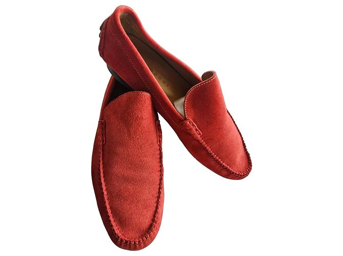 Fairmount Mocassins de conduite en daim rouge