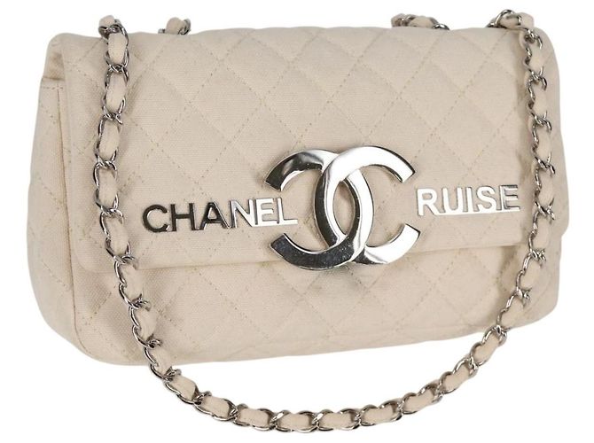 Chanel Cruise Flap Quilted Canvas Medium Blanc