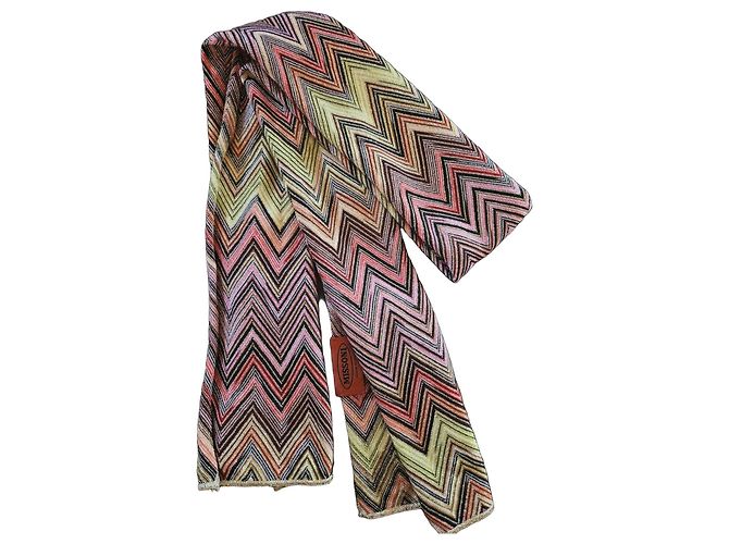 Sciarpa Missoni Motivo Zig Zag Marrone Nero Rosa Bianco Multicolore Arancione Giallo