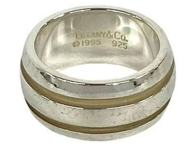 Tiffany & Co Tiffany Grooved Double Line Band Ring Silber