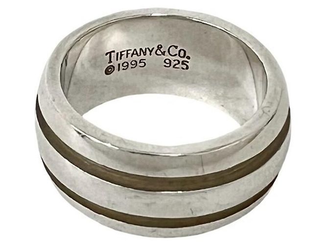 Tiffany & Co. Grooved Double Line Band Ring Silber