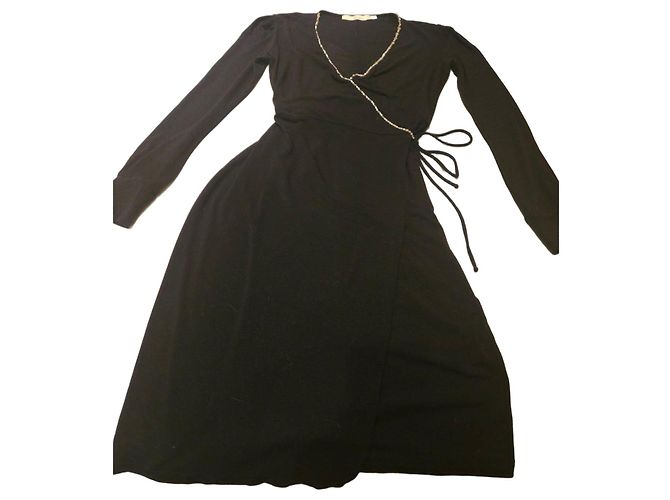 Blumarine Vestido Envelope Preto com Cristais