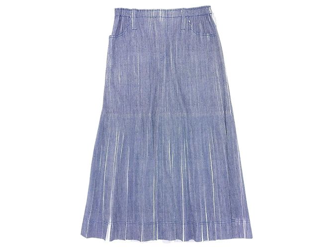 Issey Miyake PLEATS PLEASE Denim Transfer Plissee-Rock aus Polyester Blau